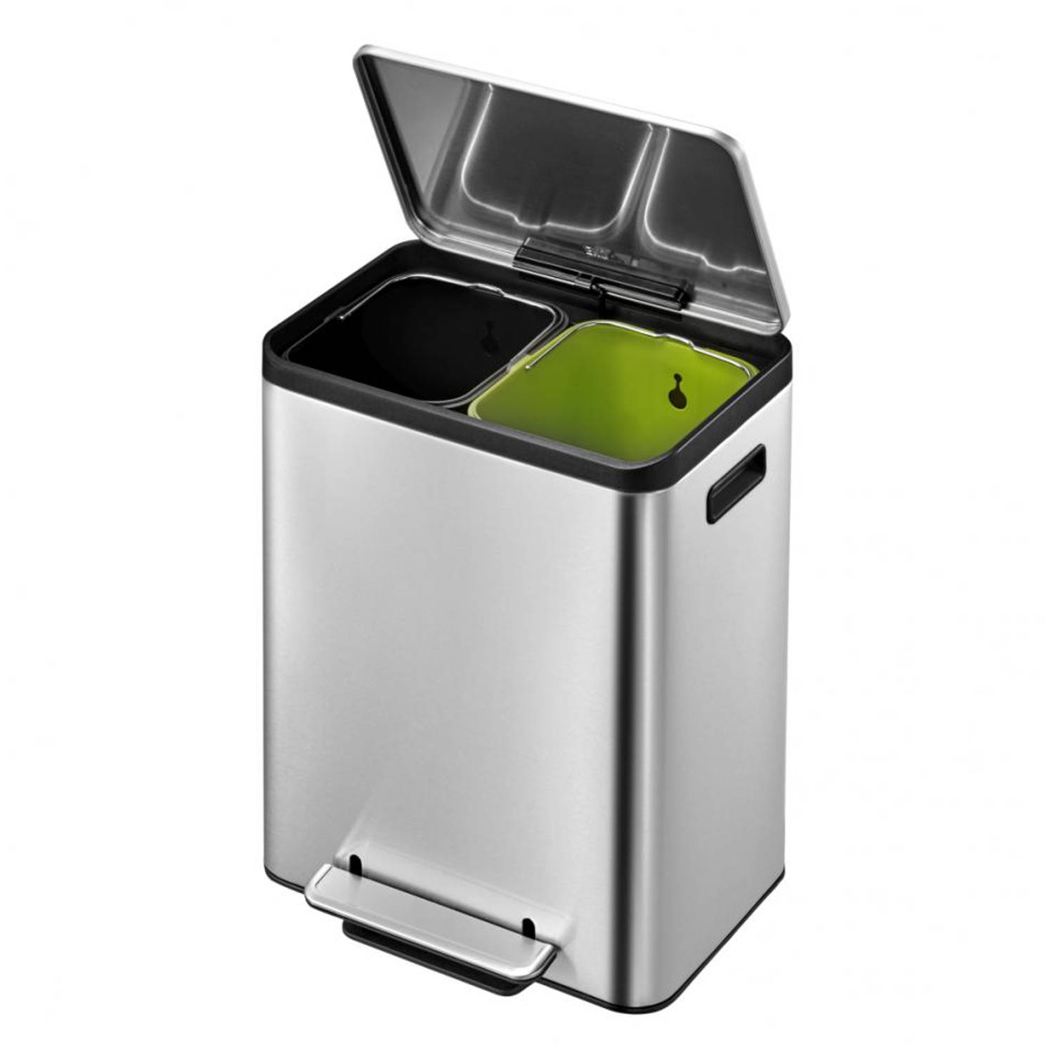 EKO Ecocasa Recycling Bin pedaalemmer - 15 + 15 liter - mat RVS