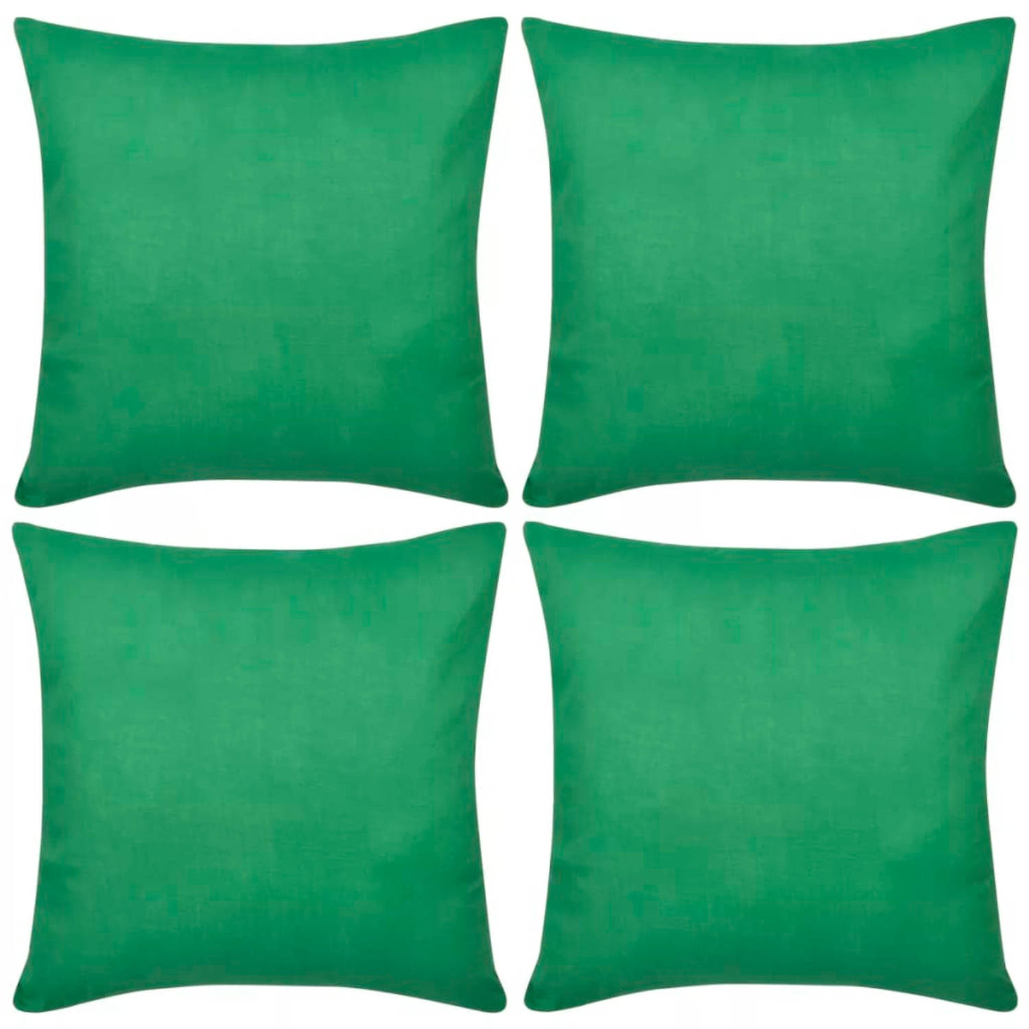 Kussenhoezen katoen 50 x 50 cm groen 4 stuks