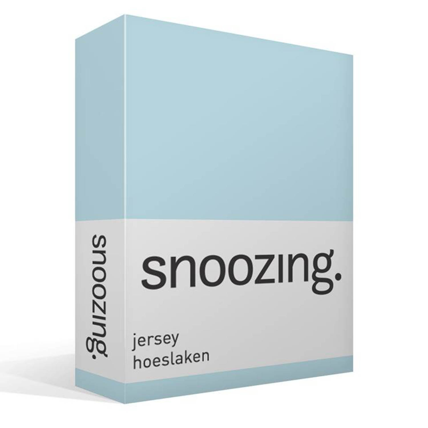 Snoozing jersey hoeslaken - 100% gebreide katoen - Lits-jumeaux (180x210/220 cm) - Blauw, Hemel