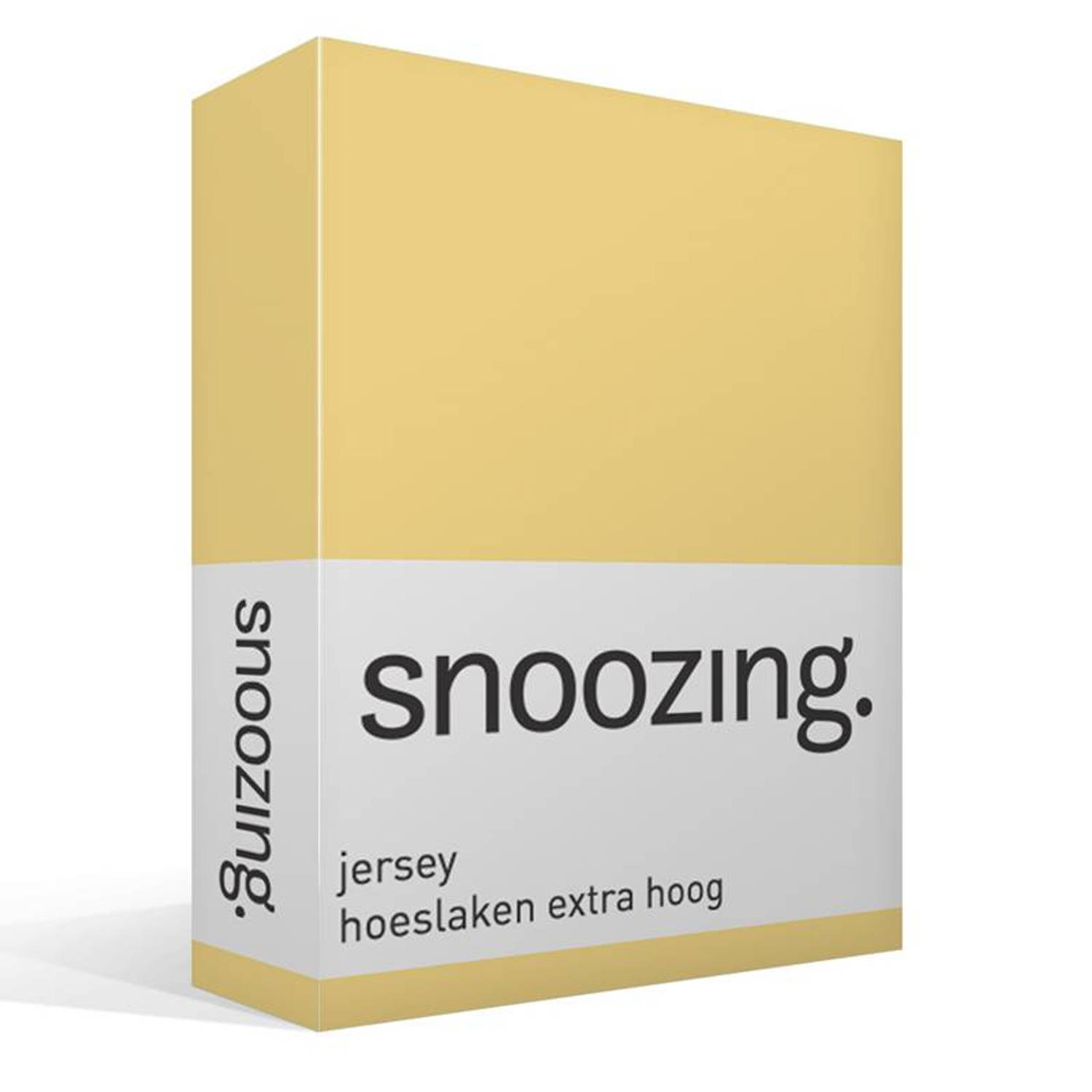 Snoozing jersey hoeslaken extra hoog - 100% gebreide katoen - Lits-jumeaux (160x210/220 cm) - Geel