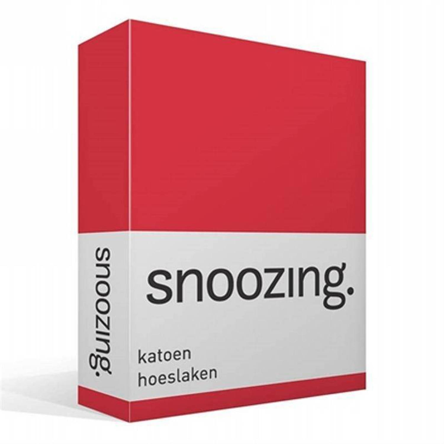 Snoozing katoen hoeslaken - 100% katoen - Lits-jumeaux (180x210 cm) - Rood