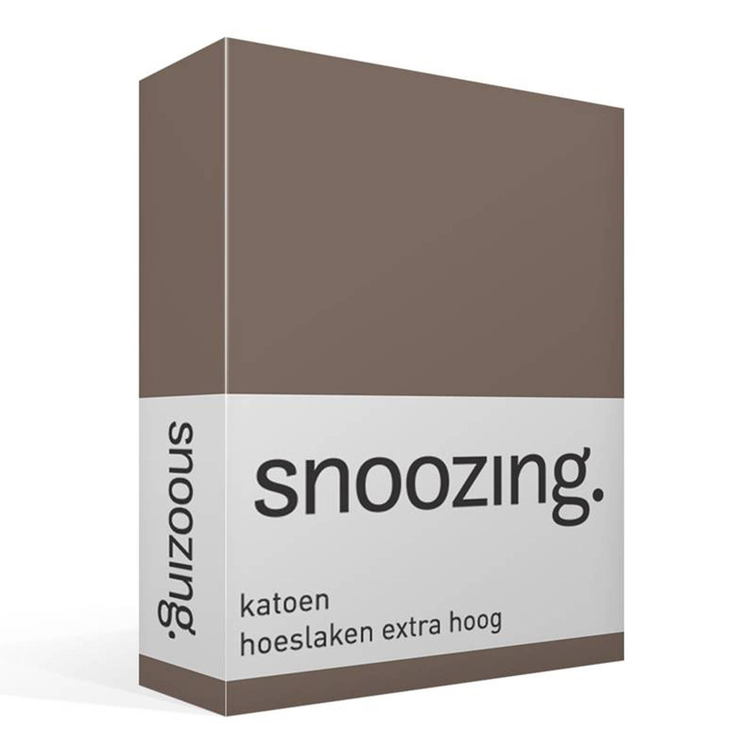 Snoozing katoen hoeslaken extra hoog - 100% katoen - 1-persoons (100x220 cm) - Bruin