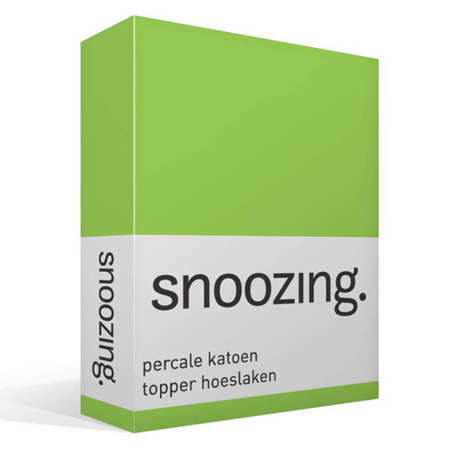 Snoozing percale katoen topper hoeslaken - 100% percale katoen - Lits-jumeaux (200x200 cm) - Groen