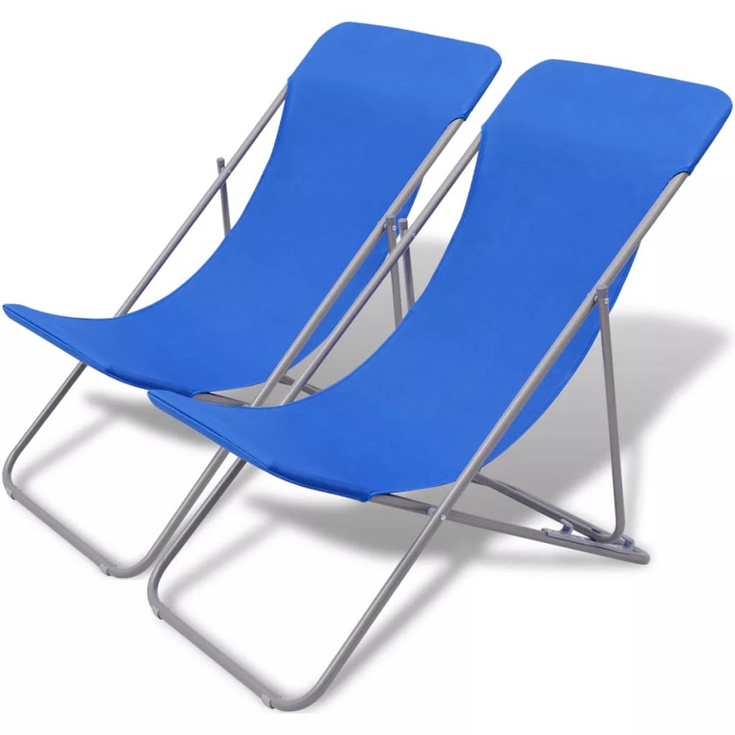 vidaXL Strandstoel inklapbaar blauw 2 st